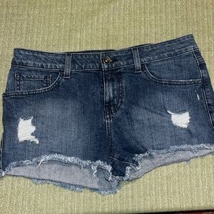 Vans Denim Low Rise Distressed Shorts Size Juniors 9 Vintage Mini Med Wash EUC